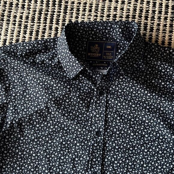 Rugby Size Small Blue Floral Print button up shirt long sleeve - Picture 5 of 6